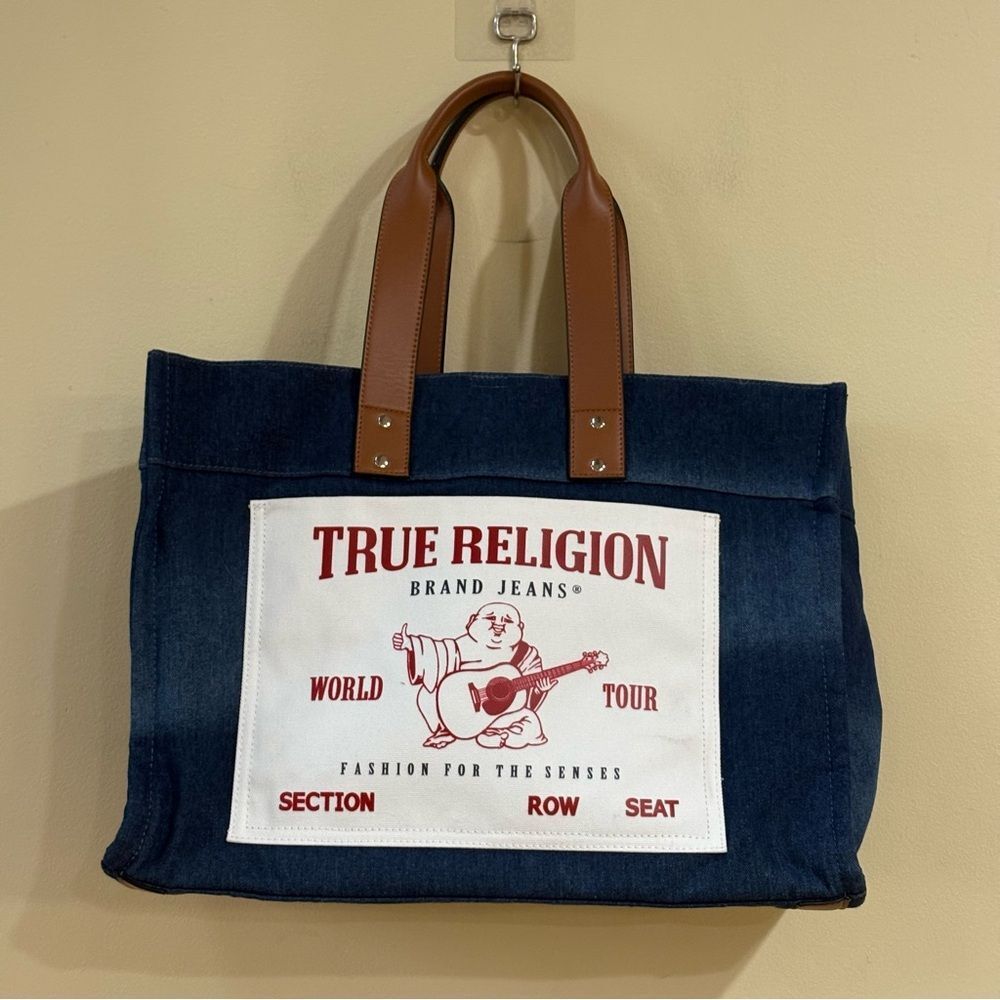 True Religion Large Washed Denim Tote